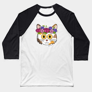 Colorful kitty with flower crown Baseball T-Shirt